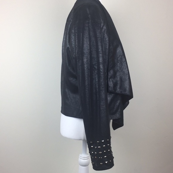 INC faux leather jacket with black studs on cuffs - Picture 2 of 5